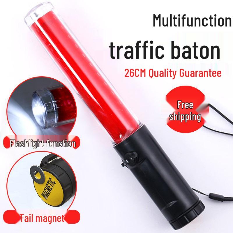 Rechargeable LED Traffic Baton with Emergency Whistle and Flashing Strobe