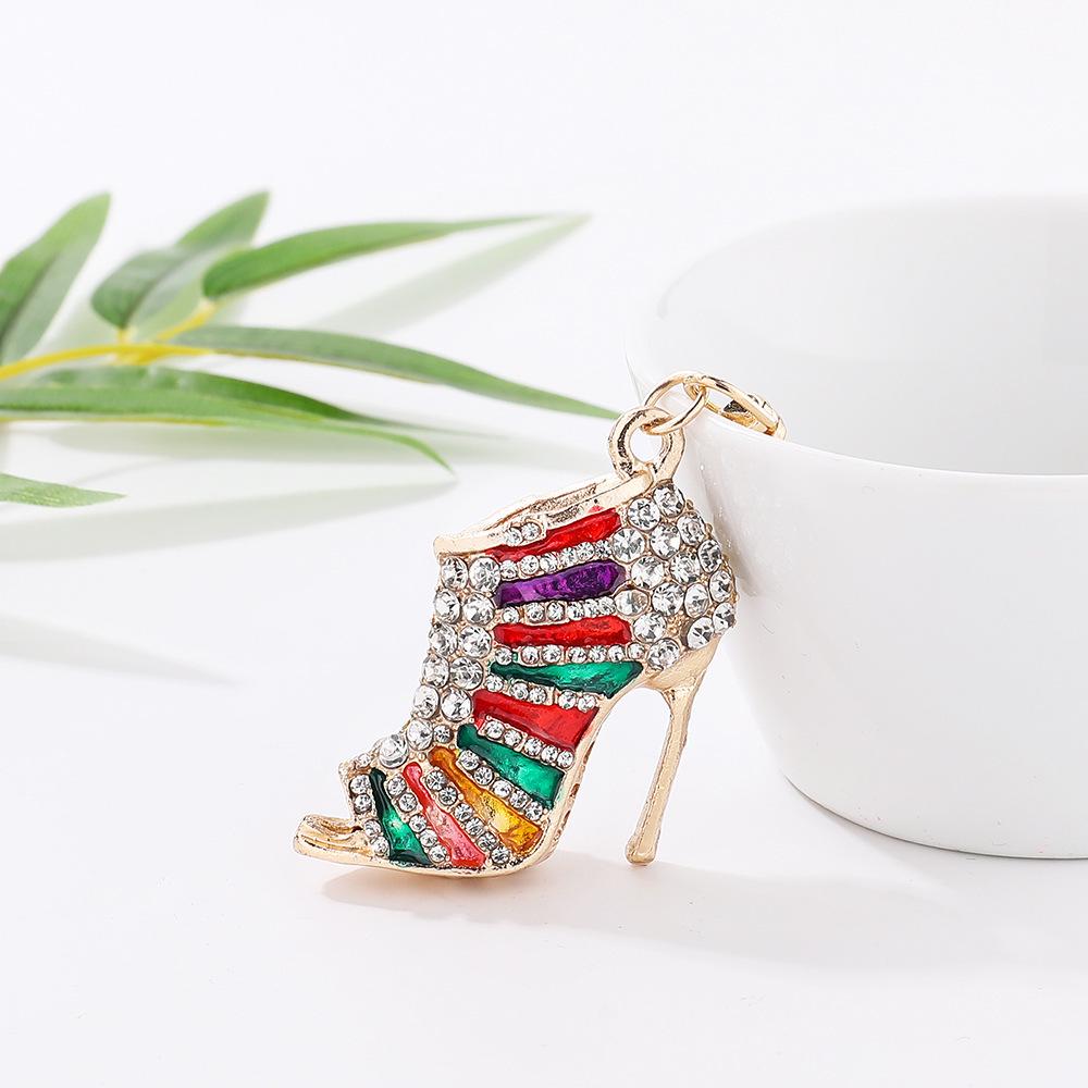 Rhinestone High Heel Metal Keychain - Women's Bag Charm, European & American Style