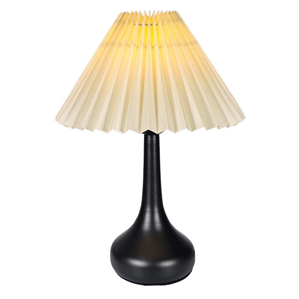 Pleated Table Lamp USB Plug In Warm Light Night Light Eye-Caring Flicker-Free LED Lamp with Metal Base