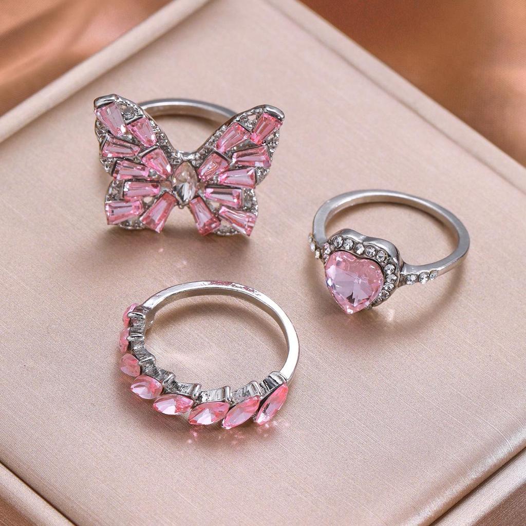 Bohemian 5-Piece Star, Moon, Butterfly Rings Set with Full Diamond Inlays - European & American Style