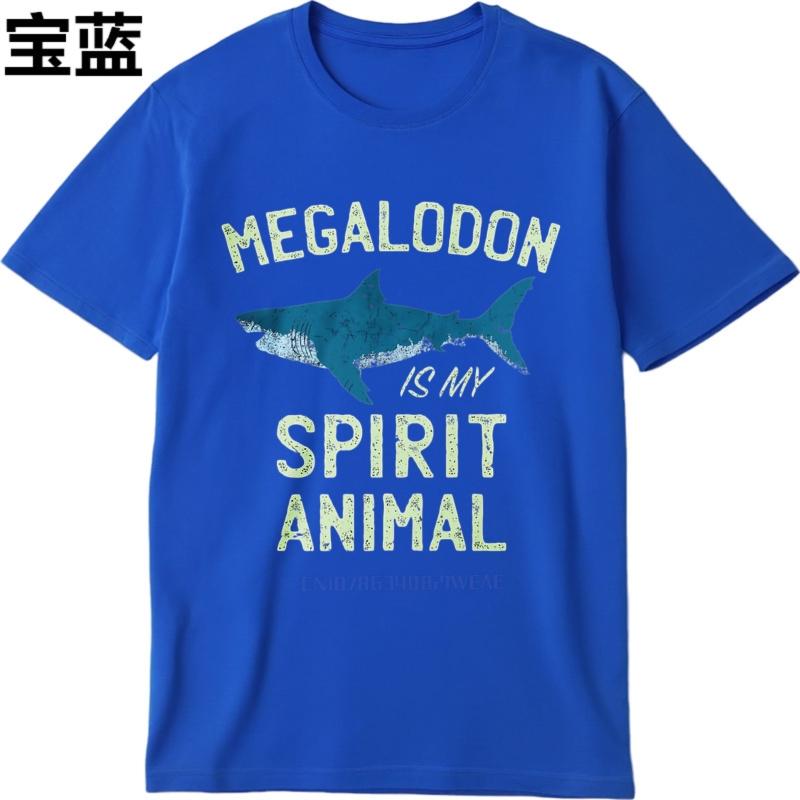 Casual Summer For Unisex Tshirt Megalodon Is My Spirit Animal Short Sleeve Relaxed Fit Crew Neck Tees Unisex Cotton Tshirt Male Tops