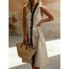 QICED Fashion Summer Spring Sleeveless V-Neck Casual Dresses