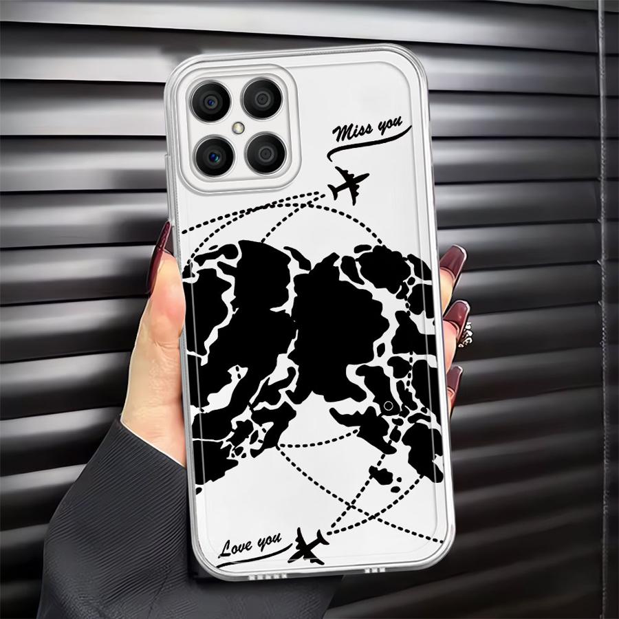 Linienflugzeug Topografische Karte Weiche Handyhülle für Honor X8b X9b X8 X8a 90 Lite X7b X9a