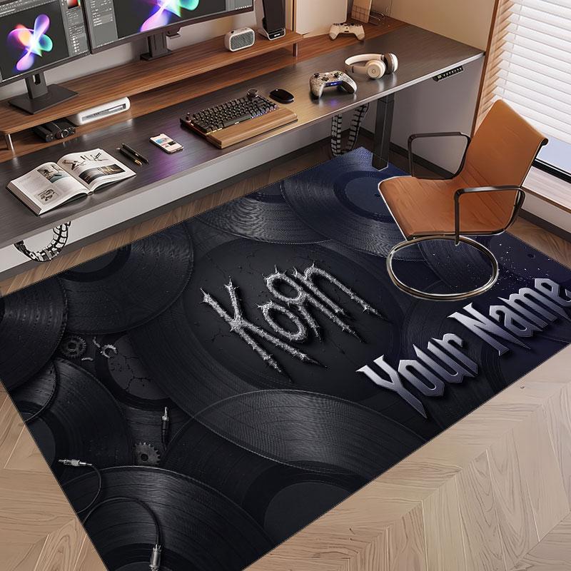 Custom Rug Korn Pattern Print Name Text Soft Non‑Slip Floor Carpet for Home Indoor Decoration