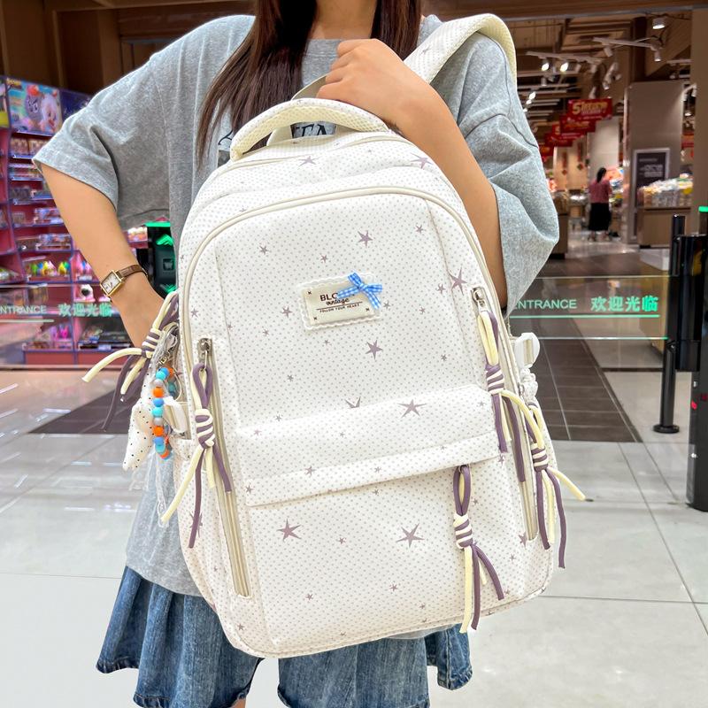 Schoolbag female college student class commute backpack large capacity high value junior high school high school student schoolbag sweet star backpack