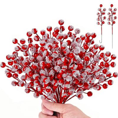 10/20 Stück Künstliche Früchte Schneegefrostete Rote Beerenstiele Weihnachtsbaumschmuck DIY Bastelarbeiten Hochzeit Weihnachtsdekoration Neujahr 2025