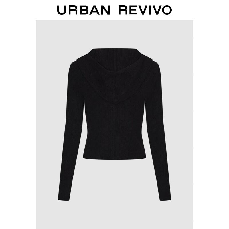 UR Women s Letter Embroidery Hooded Double-Zipper Knit Cardigan XS