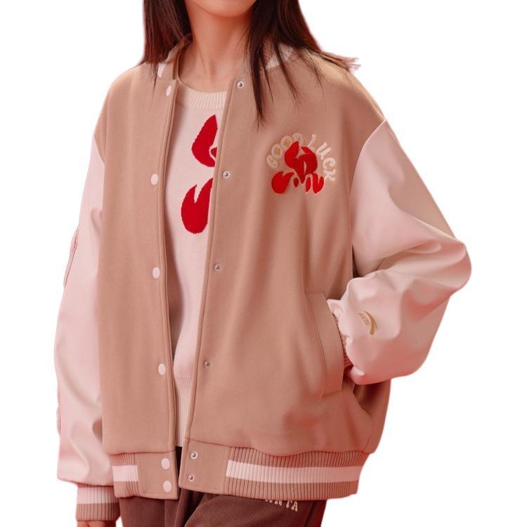 Anta Sports Life Collection Baseball Jacket Women's Camel Milk Tea 162418708S-1