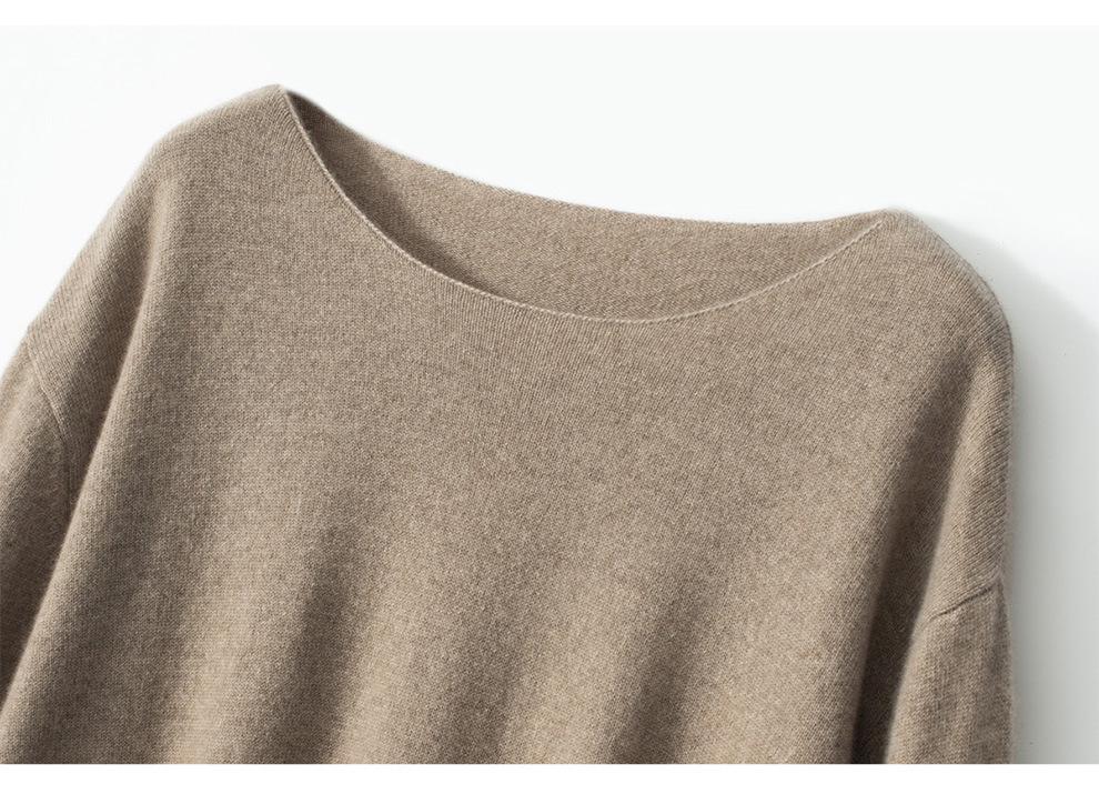Women's 100% Pure Cashmere One-Shoulder Long Sleeve Sweater - Soft, Loose-Fit Knitwear for Autumn/Winter.