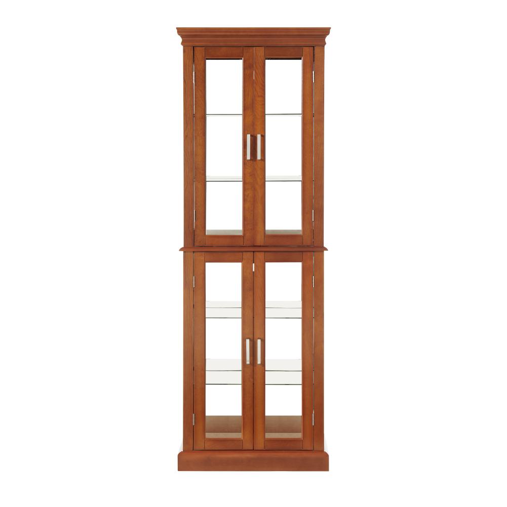 US STOCKLighted Corner Display Curio Cabinet With Adjustable Tempered Glass Shelves 70" Tall Curio Storage Cabinet With 6 ShelF