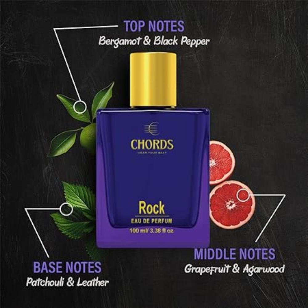 Chords Rock Eau De Parfum |For Men | Woody & Spicy |100 ml