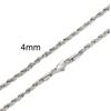 Ropes Long Necklace for Men Women,Stainless Steel Minimalist Twist Rope Chain Necklace,Punk Gold Silver Black Color 2 TO 5mm