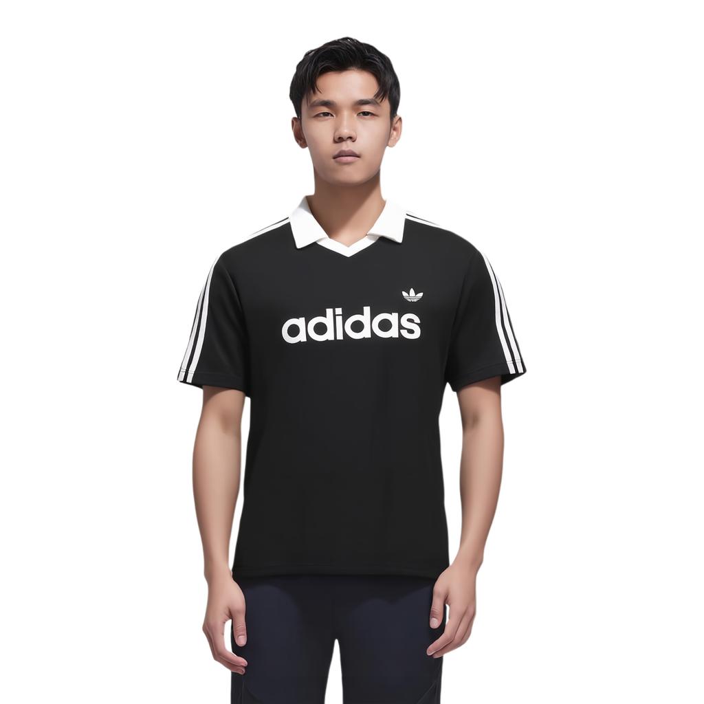 Adidas Originals Archive FW25 Collar Engineered Jersey Comfortable Soft Skin-Friendly Striped Short Sleeve Knit Top Unisex tops KE3584