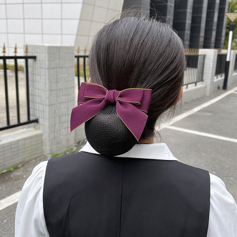 Head Flower Female Vocational Nurse Hairnet Bank Flight Attendant Special Disc Hair Net Pocket Bow Hairpin Tooling Headdress