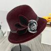 Womens Autumn Winter Wool Fedora Hat With Adjustable Fit For Casual Wear
