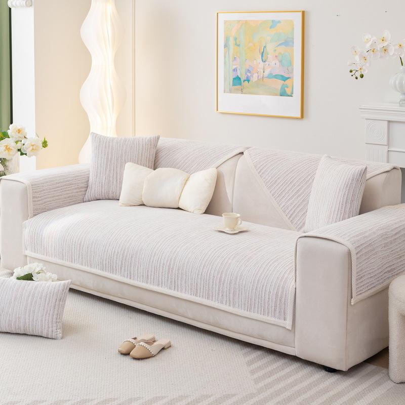Chenille Cream Style Sofa Cushion, Universal for All Seasons, New High-end Non-slip Cushion Leather Cover and Cover Cloth