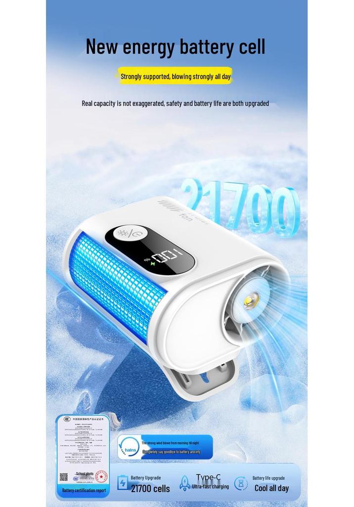 26 Years New Portable Neck and Waist Clip Fan: High-Speed Mini Fan for Outdoor Travel