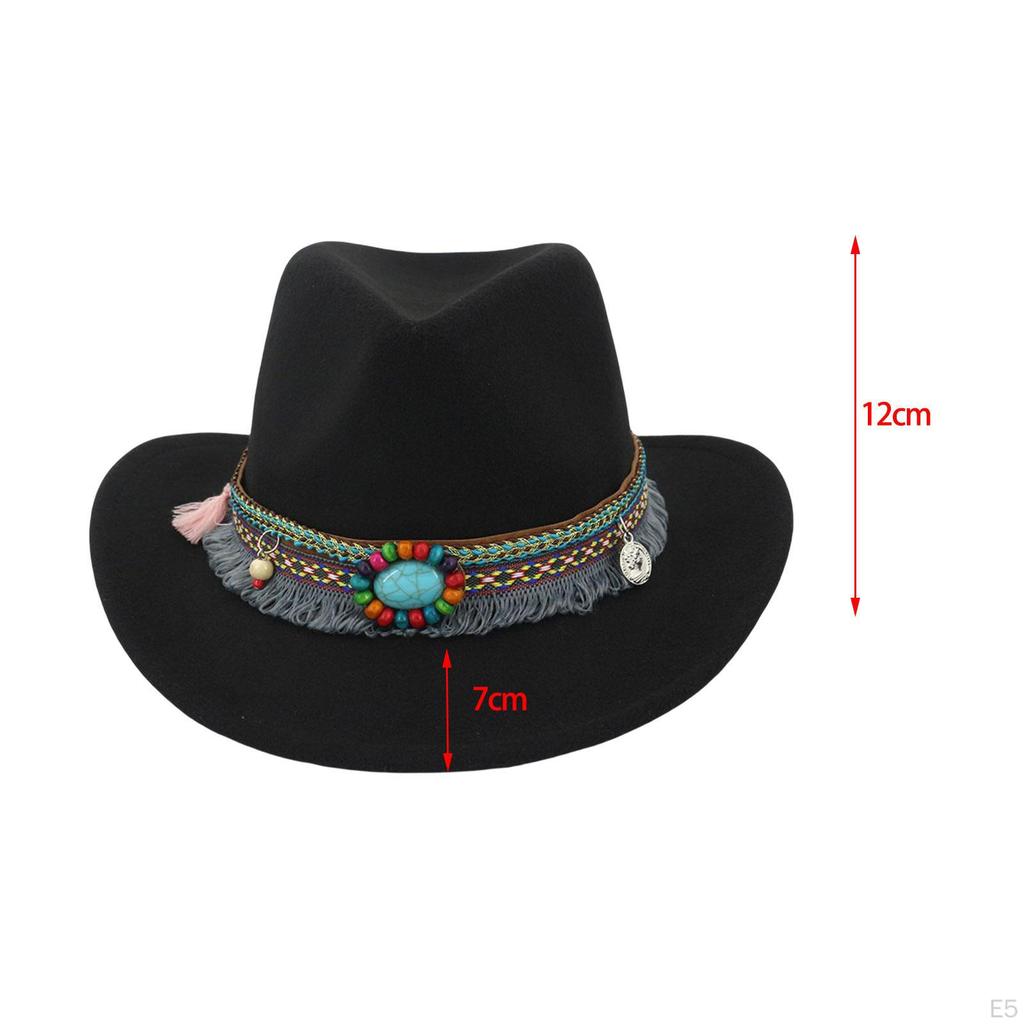 Casual Women Men Fedora Hat Western Cowboy Accessory Jazz Costumes Cowgirl Wide Brim