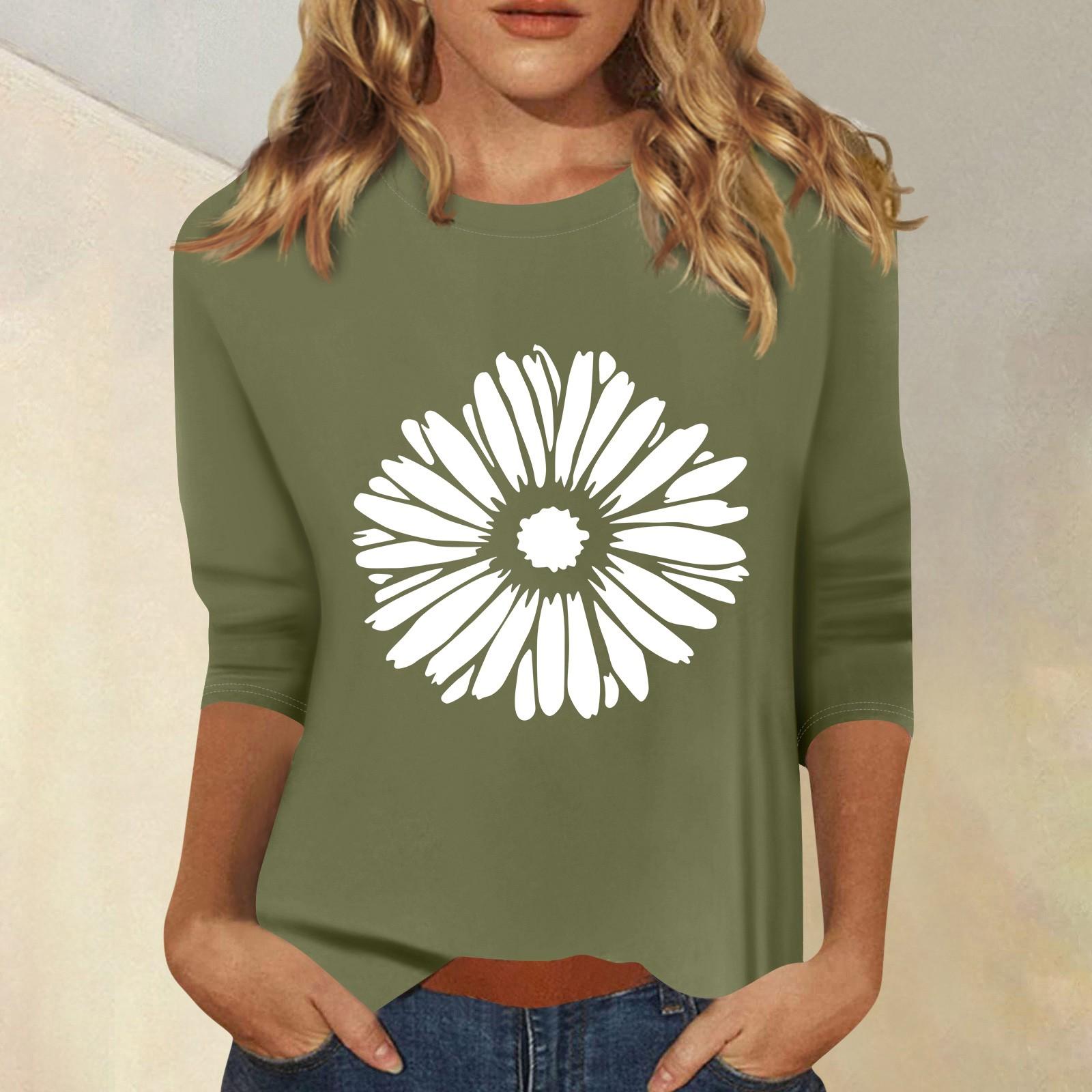 

Женская мода повседневный принтованный топ с семью рукавами и круглым вырезом S