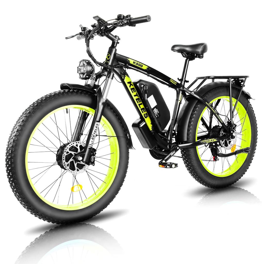 KETELES K800 Elektrické kolo s dvojitým motorem 2×1000W, 48V 23AH, 26" tlusté pneumatiky Chaoyang, uzamykatelná odpružená vidlice, hydraulické kotoučové brzdy, terénní elektrokolo