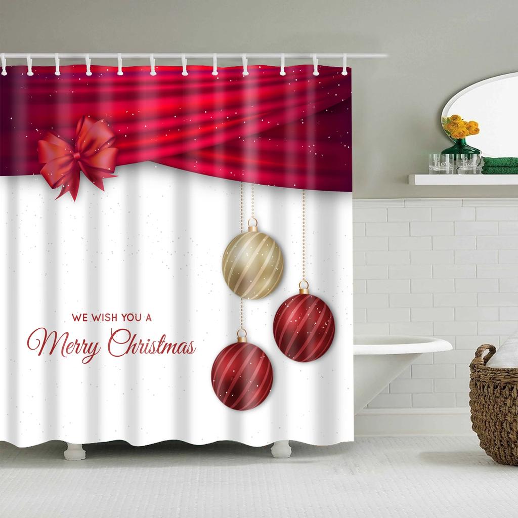 Waterproof Merry Christmas Bathroom Shower Curtains Snowman Santa Bell Elk Pattern Bath Curtain for Bathroom Home Decor
