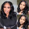Wig European American Women Black Medium Length Short Curly Hair Big Wavy Front Lace Synthetic Headband