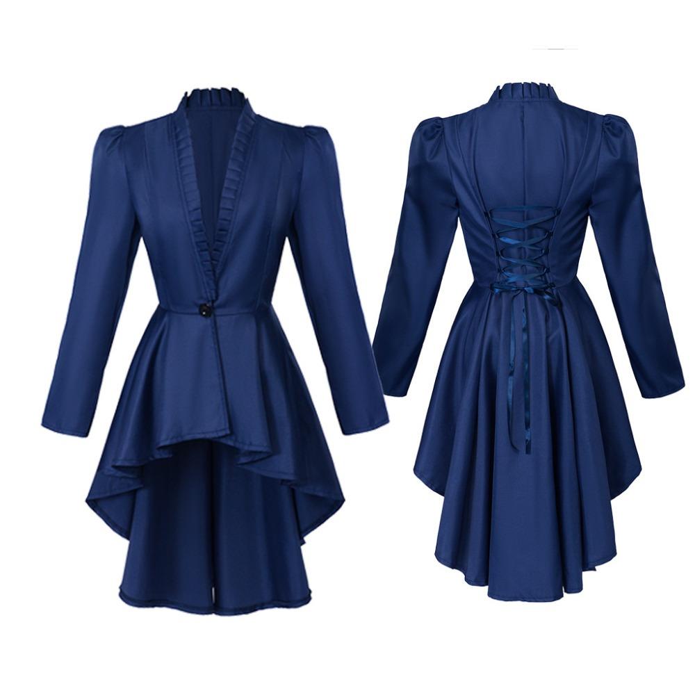 Gothic Victorian Women s Tailcoat Steampunk Medieval Retro Halloween Cosplay Outfit XS