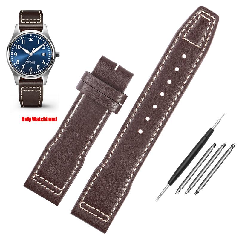 

For IWC Pilots Little Prince Watch IW327004/IIW377714 Mark16/17/18 Portuguese Leather Strap 20 21mm Men Watch band Belt Bracelet 20mm