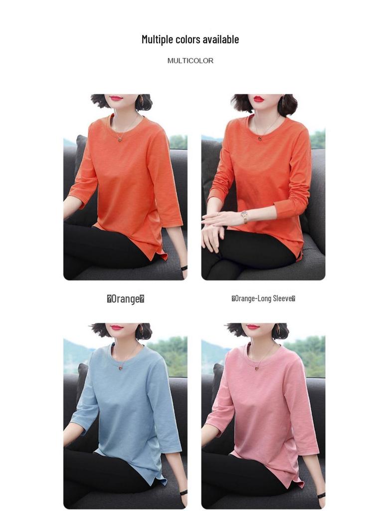Korean Style Women's T-Shirt - Short, Seven-Sleeved, Long-Sleeved, Loose Fit, Plus Size for Spring and Summer