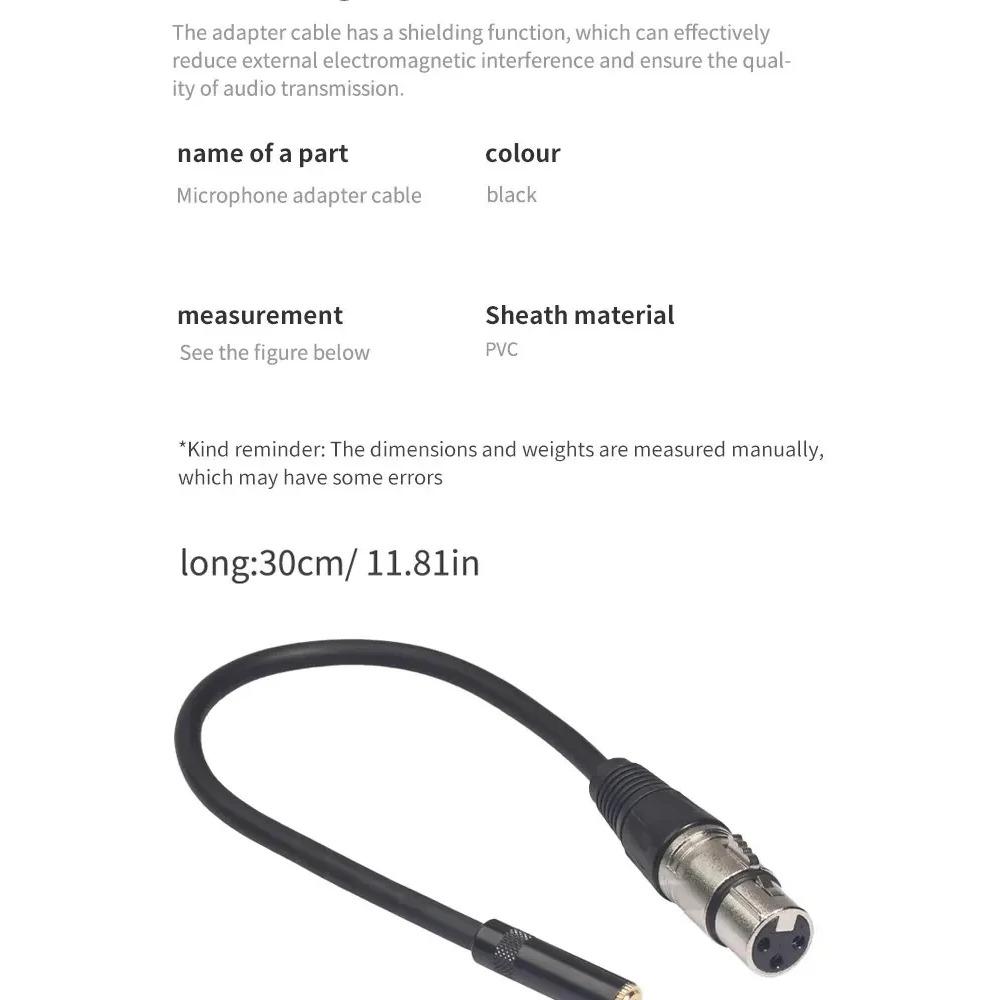 Kalkanlı Siyah Çinko Alaşımlı Gövde 3.5 Dişi Canon Ses Kablosu Mikrofon Adaptör Kablosu 0.3 Metre Örgülü Tel Uzatıcı
