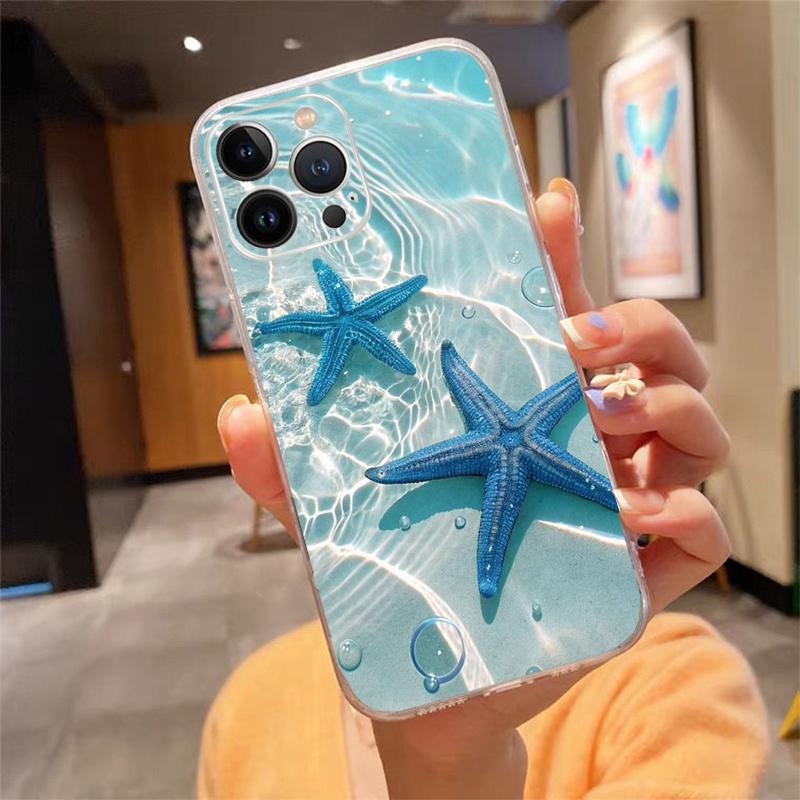 

Phone Case For iphone 17ProMax 17 Pro Air 16 15 14 13 Pro Max 16 15 14 13 Pro 15Plus Blue Sea Flower Water iphone 14