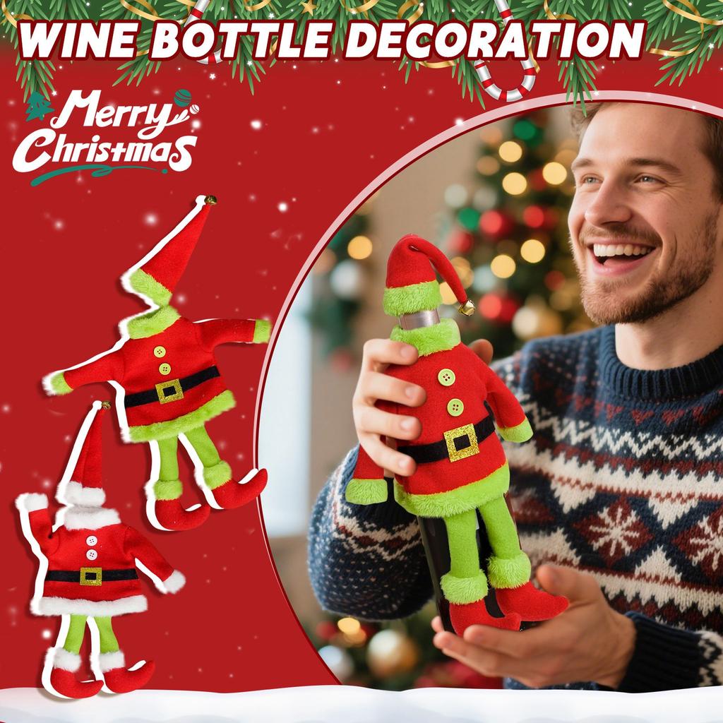 Christmas Miniature Bottle Hat Decorative Knitted Sweater Christmas Bottle Christmas Party Decorations Gift