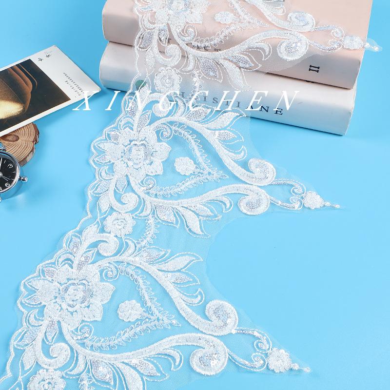 Star Lace 24Cm Bead Embroidery Lace Mesh Bead Lace Accessories Wedding Dress Veil Clothing