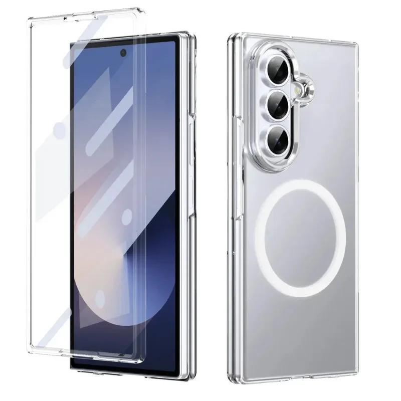 Ultra Transparent Magsafe Wireless Charge Phone Case For Samsung Galaxy Z Fold 7 6 5 4 3 5G Screen Protect Hard Shockproof Cover