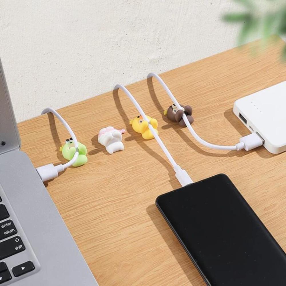 2Pcs Desk Organizer Cartoon Cable Holder PVC Cable Clamp Kawaii Cute Cartoon Clamp Clips