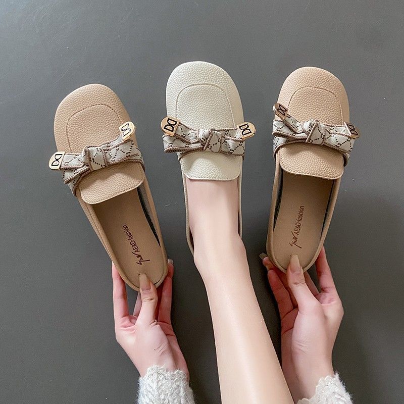 Half slippers women's one-pedal low-heeled summer wear new flat-bottomed bow non-slip lazy Muller French cool slippers