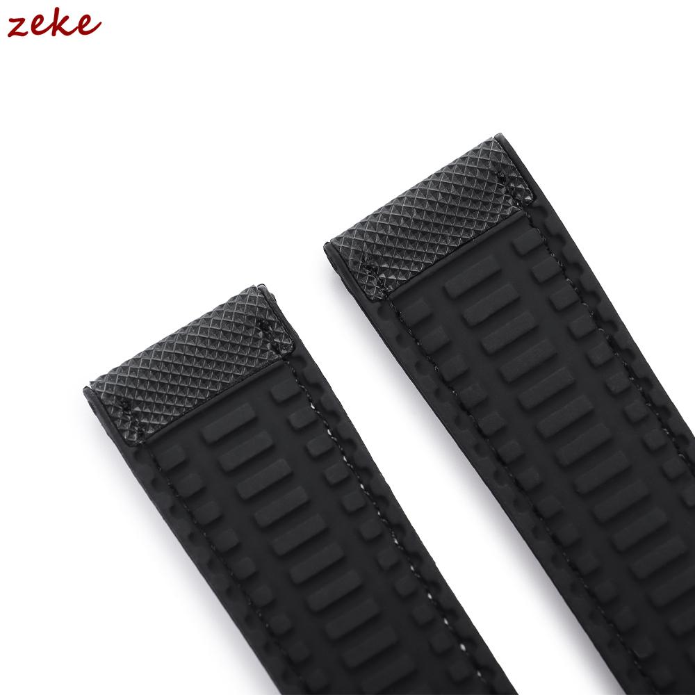 20mm 22mm 24mm Premium Silicone Watch Band Silver Buckle Waterproof Soft Rubber Strap Stitching Belt Replacement Universal Watch
