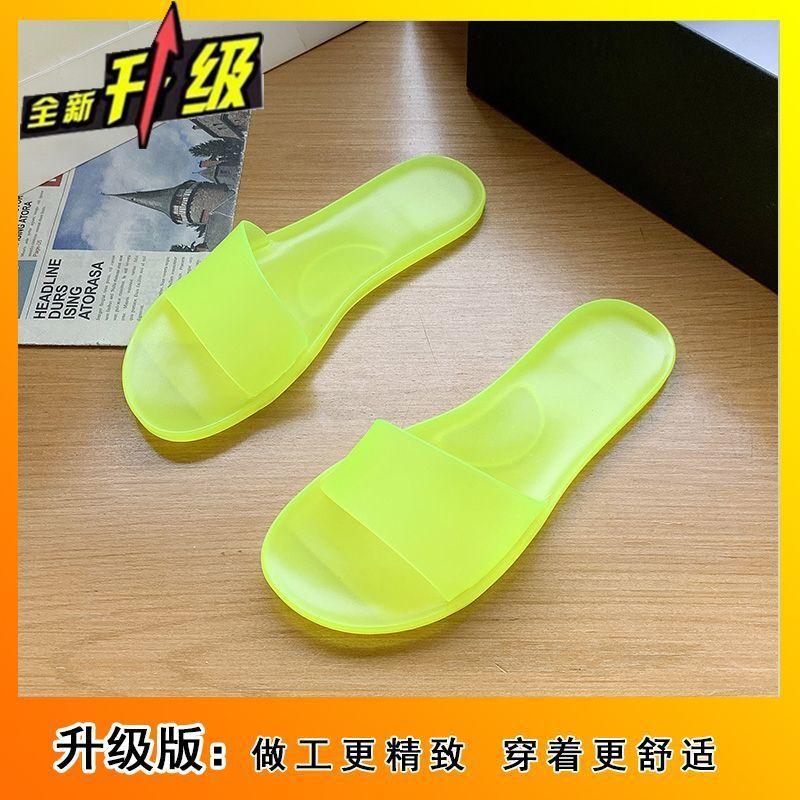 Internet Celebrity Beach One-word Outdoor Wear Seaside Sandals 2025 New Fashion Crystal Transparent Cool Slippers Women's Summer Wear