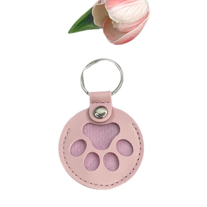 Leather Pet Hair Memorial Keychain Case: Cat & Dog Hair Keepsake Hanger
