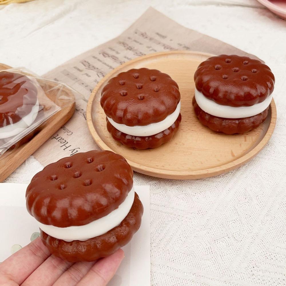 Artificial Chocolate Sandwich Cookies Taba Squishy Fidget Toy - Slow Rebound Stress Relief Toy for Kids, Adults Squeeze Gift