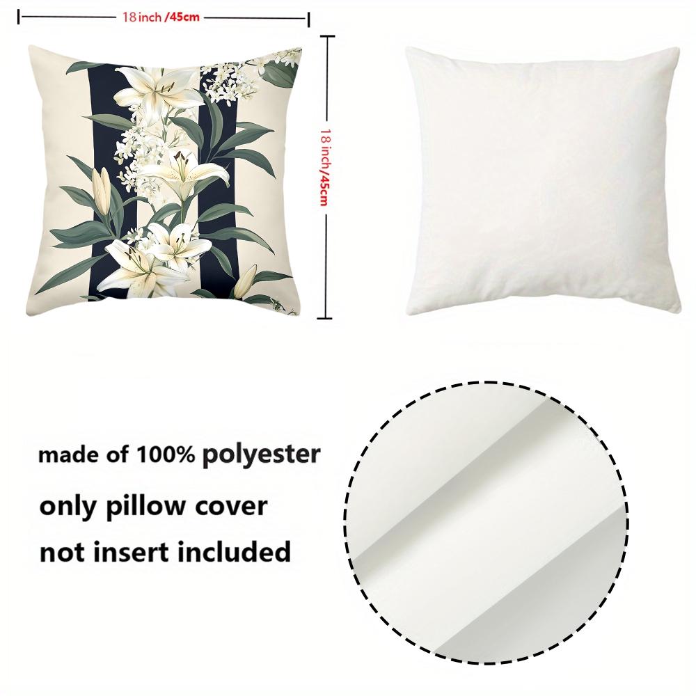 1 Pieces Vintage Lily Floral Striped Throw Pillow Covers Pattern Cushion Cover Suitable For Sofa Bedroom Car Pillow Cover