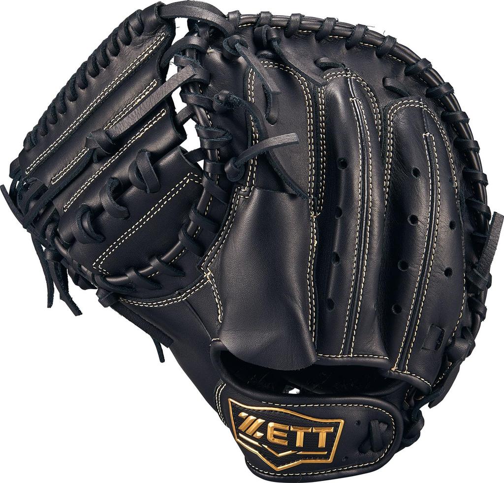 ZETT Youth Baseball Softball Ground Black BJCB76522F Catcher's Mitt, Hero, Left-Handed Throw, (1900),