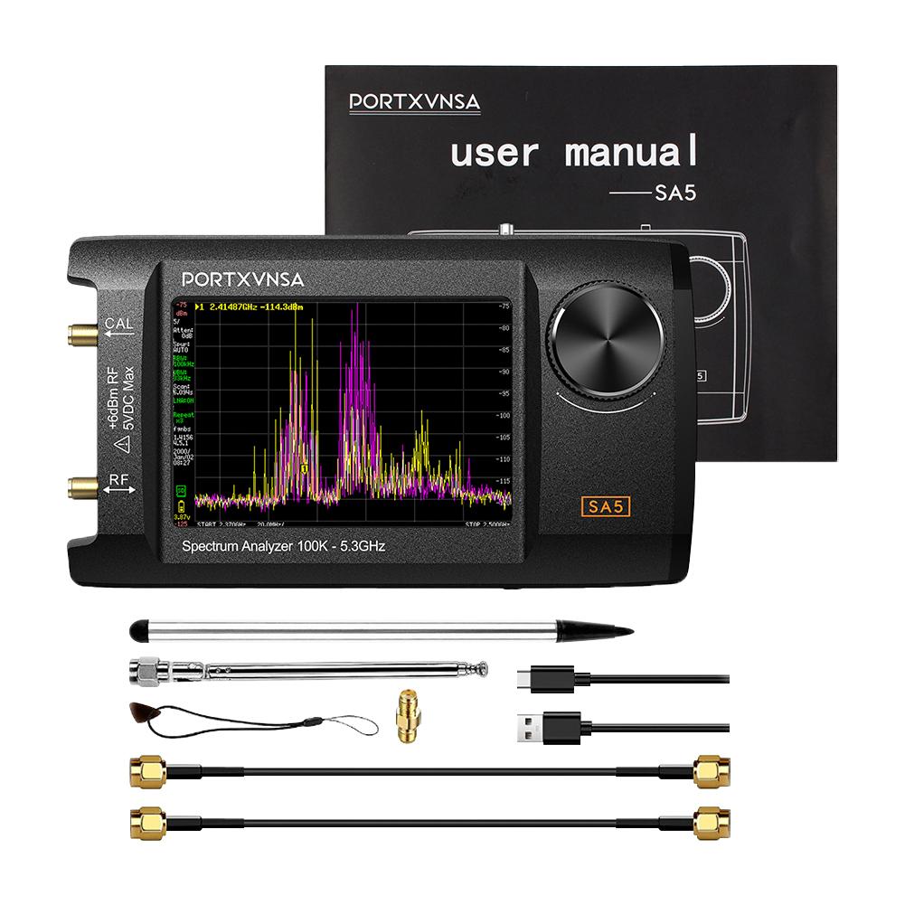 4 Inch IPS LCD SA5 Multi Functional Handheld Spectrum Analyzer 100k-5.3GHz 2-in-1 Signal Generator Built In 5000mAh Link To PC
