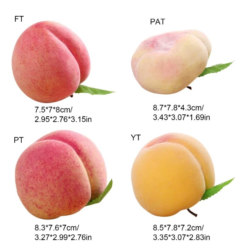 2pcs Artificial Peach Fruit Realistic Faux Fruits Peaches for Home Kitchen Table Decoration and Photography