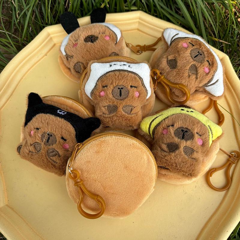 Cartoon Kapybara Coin Purse High Quality Small Gift Keychain Charm Plush Headphone Bag Charm