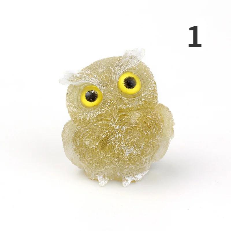 1PCS Crystal Stone Owl Animal Crafts Hand Made Small Figurines DIY Resin Table Decor Home Decor Girls Gifts