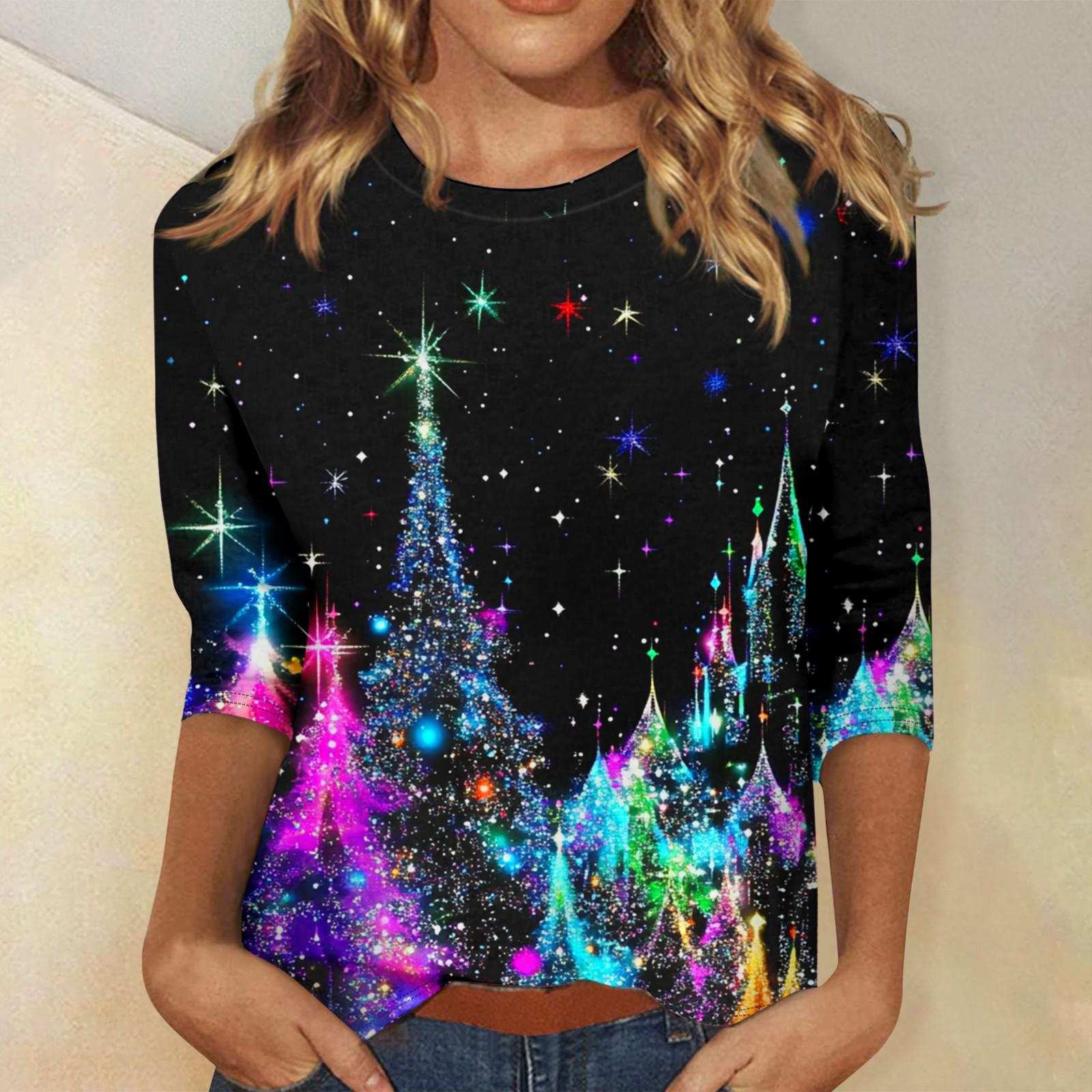 

Женская модная повседневная свободная футболка с круглым вырезом и рукавами 3/4 с принтом, женский топ XXL