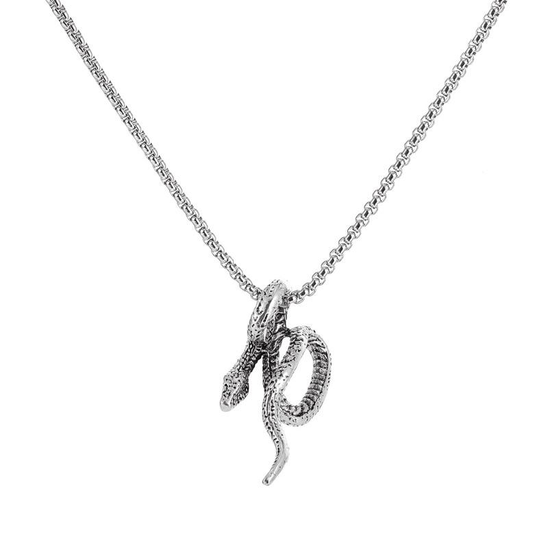Meier Exaggerated coiled snake necklace inship hip hopniche stylestylishretro distressed punk style snake bone chain