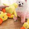 [Chew-Resistant Duck Toy] Chew-Resistant Interactive Yellow Duck Doll with Squeaking Sound | 3 Colors, Bite-Type Plush Toy for Cats&Dogs-Pet Supplies