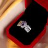 Purple Oval Ring Simple and Niche Style Ring Versatile Womens Ring